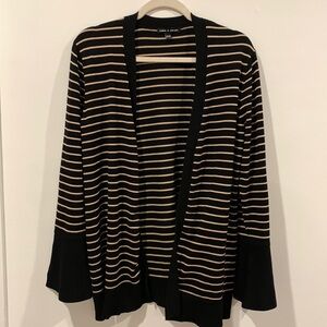 Women’s Cable and Gauge Black and Tan Striped Sweater - Size XL